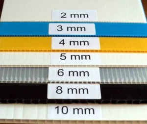 Correx board thicknesses